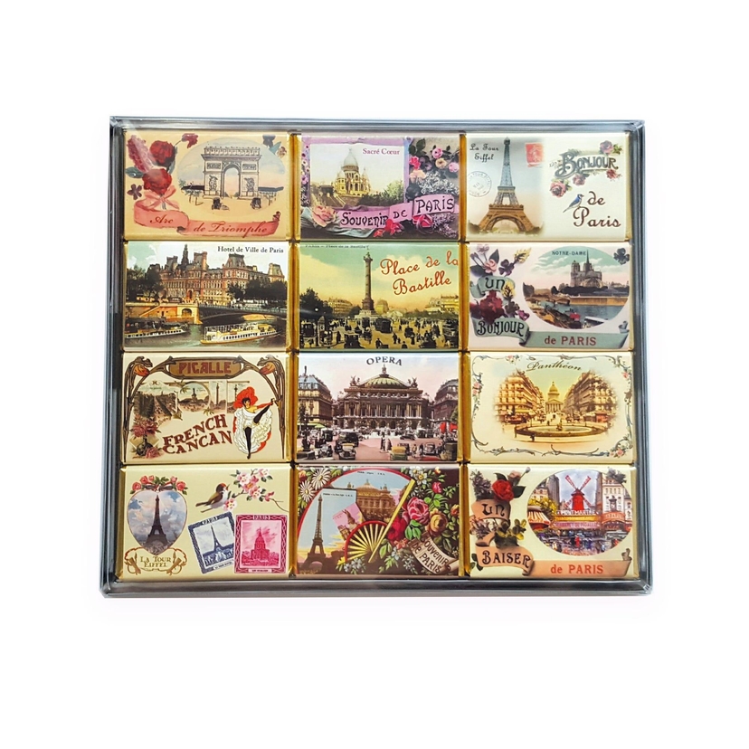 Post Card Paris Milk Chocolate Dominoes