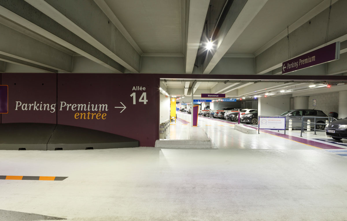 Access barrier to the official premium parking lot at Paris airport